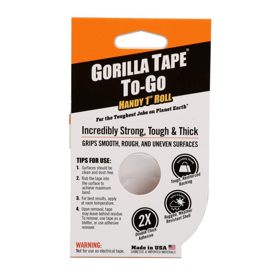 Cuộn Băng Keo Siêu Dính, Lớp Keo Dày Gấp Đôi Thương Hiệu Mỹ, Băng Keo Gorilla Tape To-Go Handy Roll 2.5cm x 9.14m