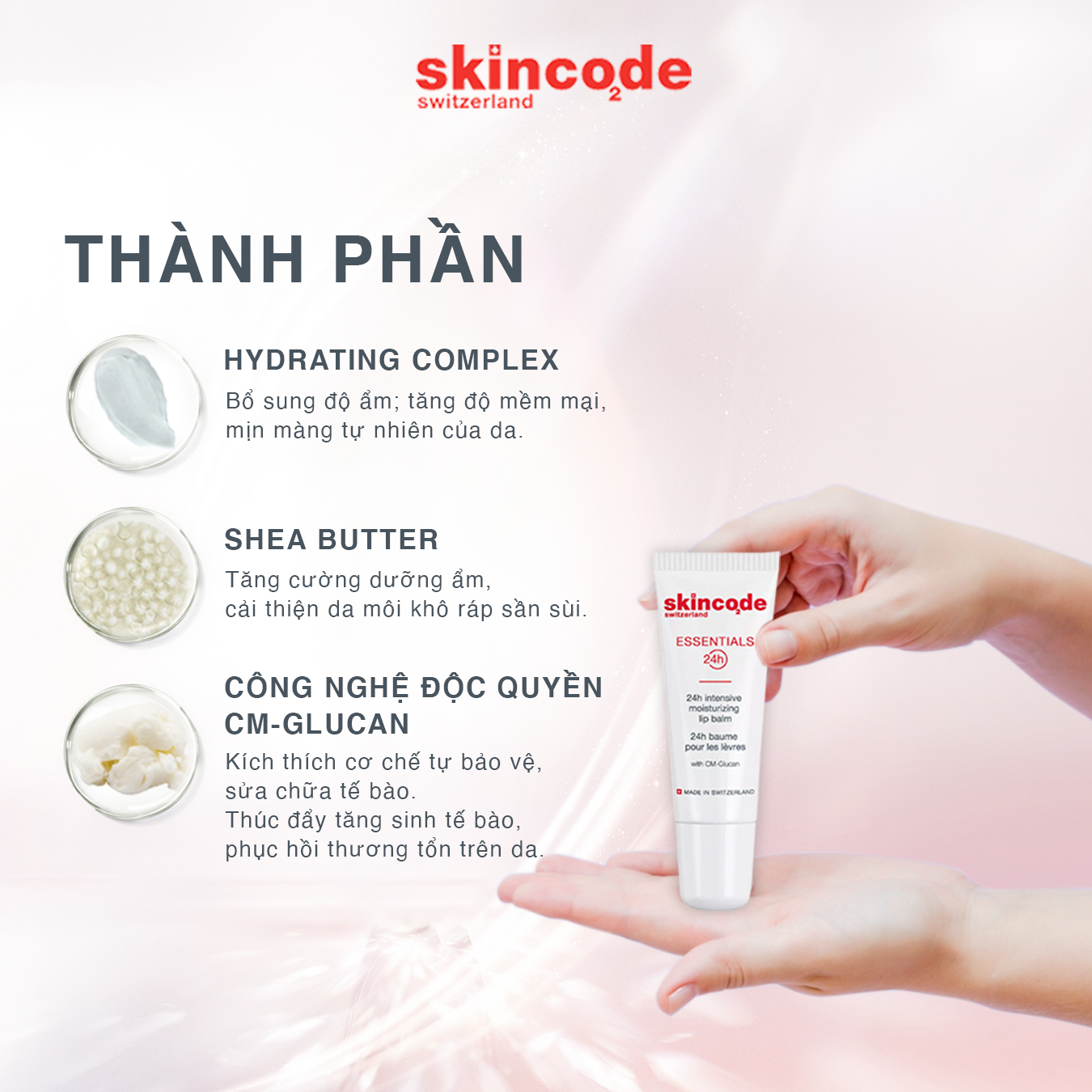 Son dưỡng ẩm môi Skincode 24h Intensive Moisturizing Lip Balm 10ml - MS 1035