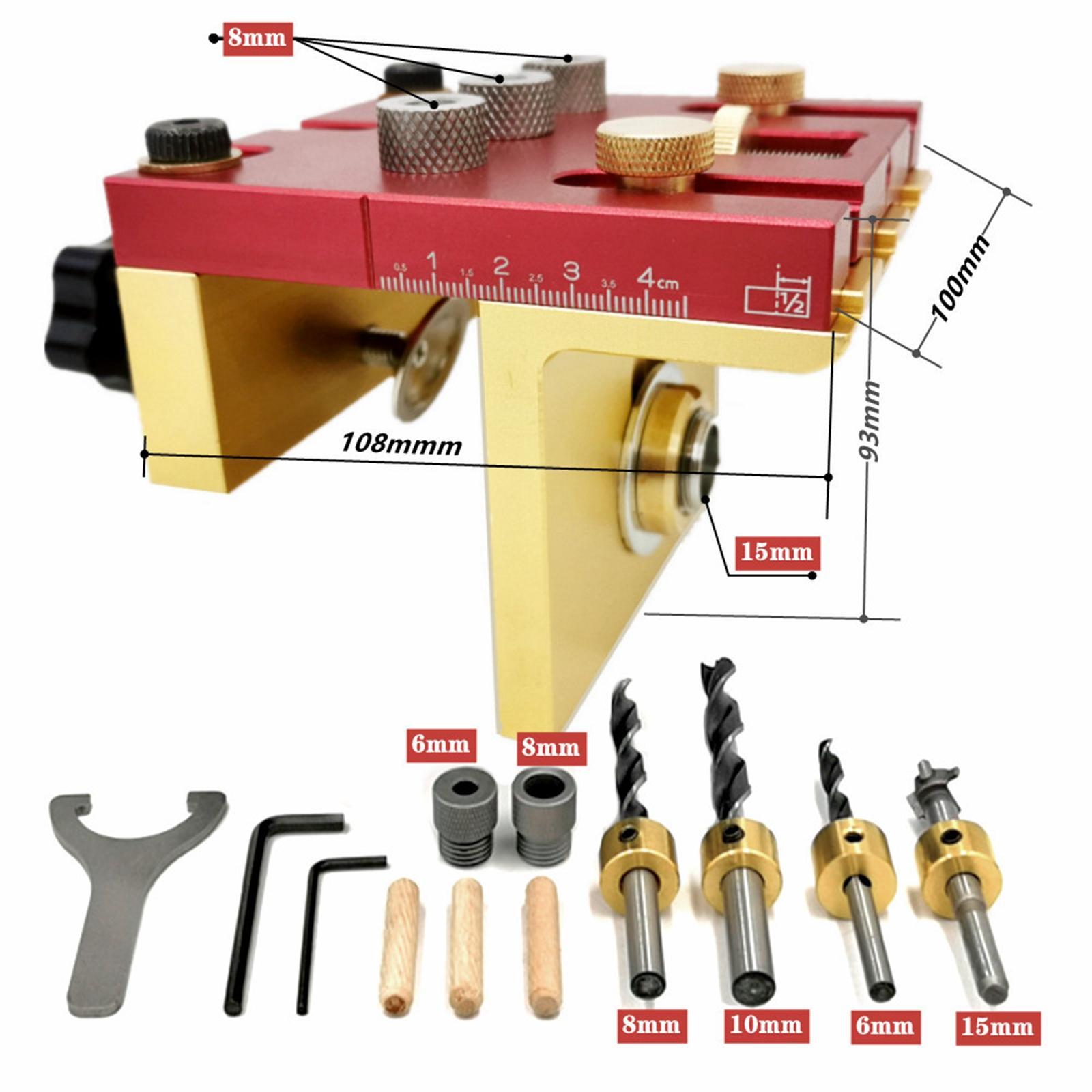 3-In-1 Woodworking Hole Jig Kit Hole Puncher Drilling Hole for Woodworking