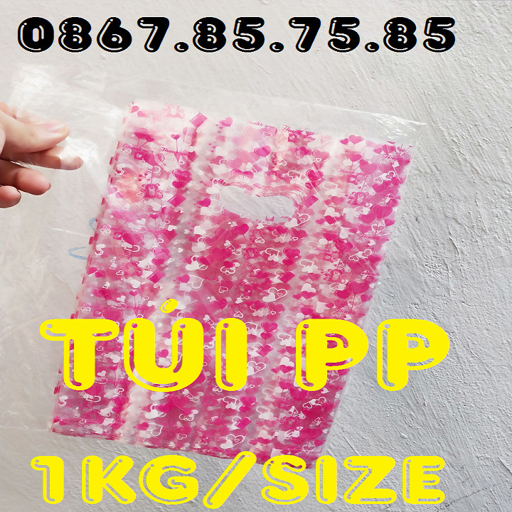 1Kg Túi PP in họa tiết 3D, Đựng mỹ phẩm, quần áo bao đẹp, Màu họa tiết ngẫu nhiên