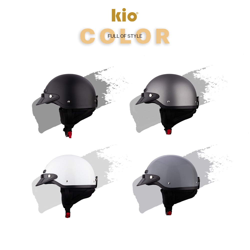 Mũ Bảo Hiểm Nửa Đầu Kio SafeStyle Metro KN05, Lưỡi Trai Che Nắng, Đệm Tai Tháo Rời, Lót Kháng Khuẩn - Xám Titan (nhám)