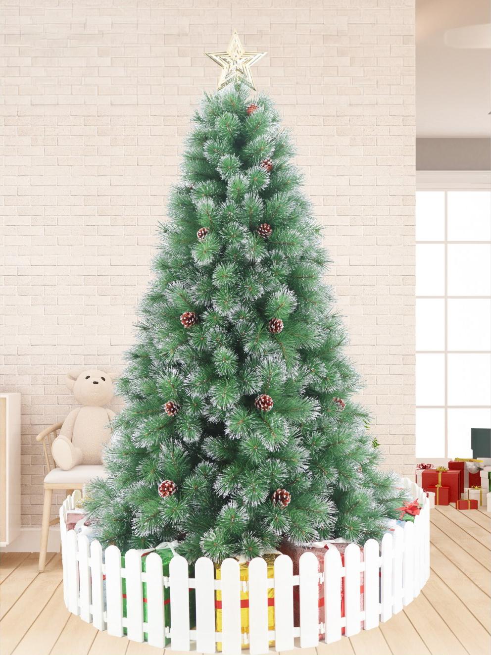Cây Thông Noel Lăn Kim Tuyến Bạc Gắn Trái Thông 200 cm - Cây Treo - Chaang Chiia LP-TCB