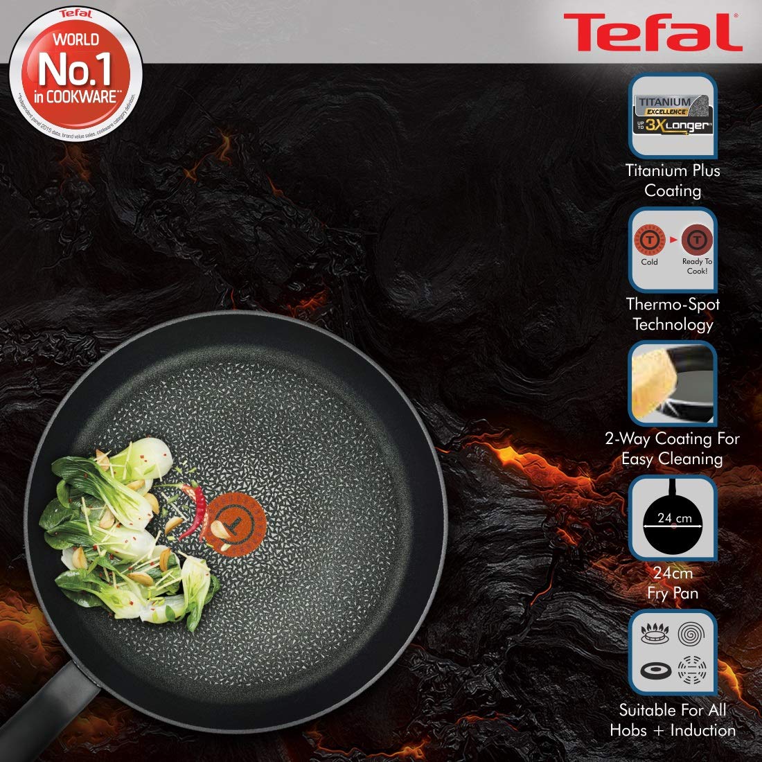 CHẢO CHỐNG DÍNH TEFAL HARD TITANIUM PLUS G28902, 20CM Hàng Chính hãng