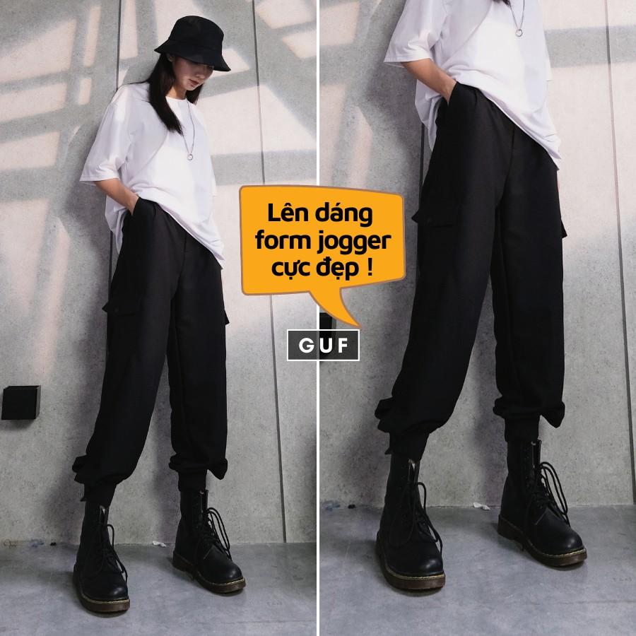 Quần Kaki Túi Hộp Nam Nữ Chất Đẹp Không Nhăn Xù, Form Dáng Jogger Màu Be Đen Basic, Có Túi Hộp GUF