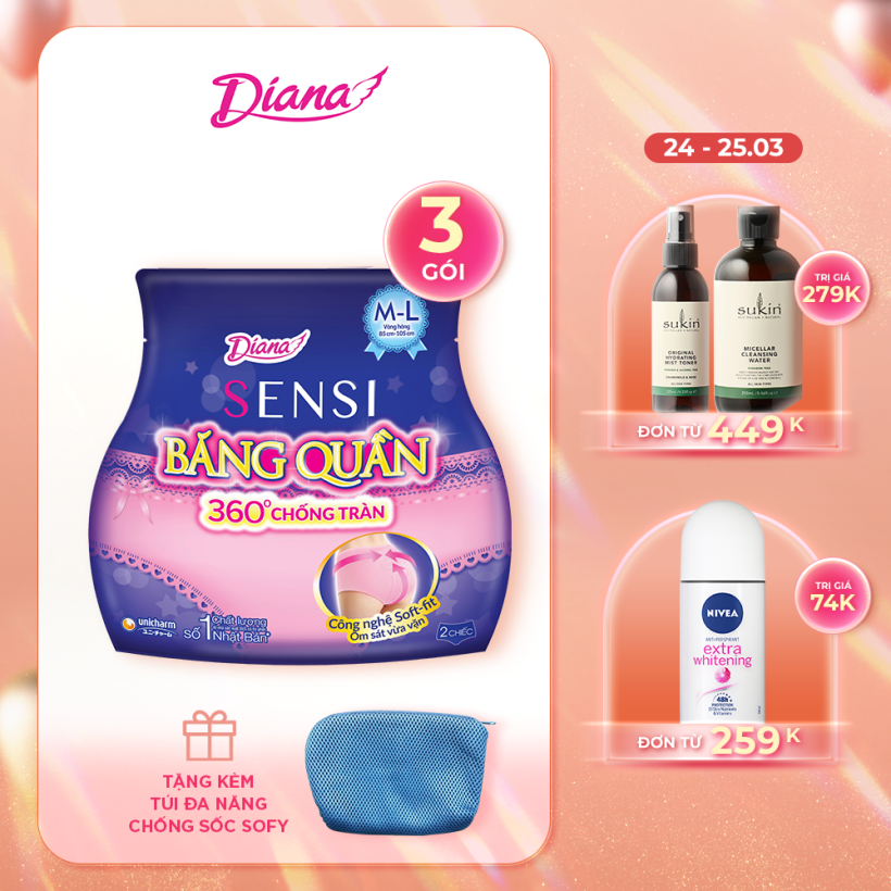 Combo 3 Băng vệ sinh Diana Sensi băng quần size M-L-1909