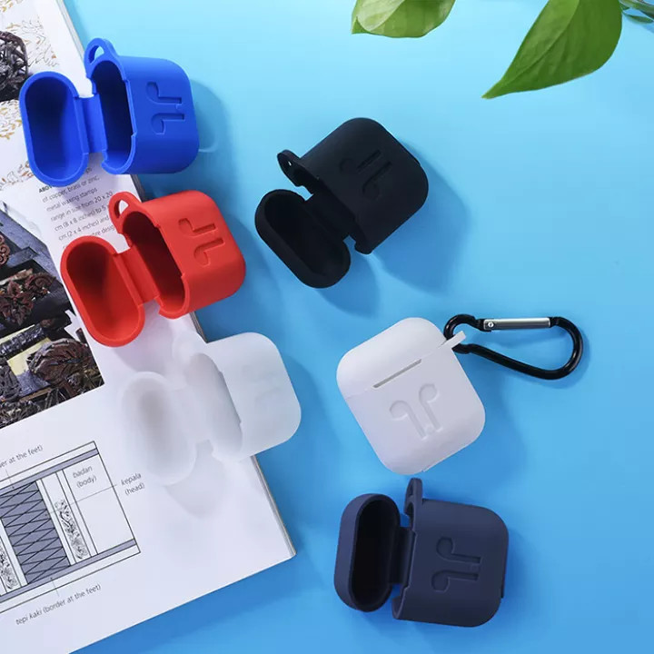 Túi đựng tai nghe Airpods kèm móc khóa, có khe cắm sạc - Màu ngẫu nhiên