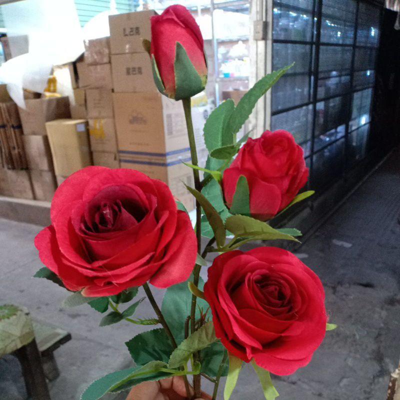 Cành Hồng Pháp cao cấp cao 70cm-Hoa Giả