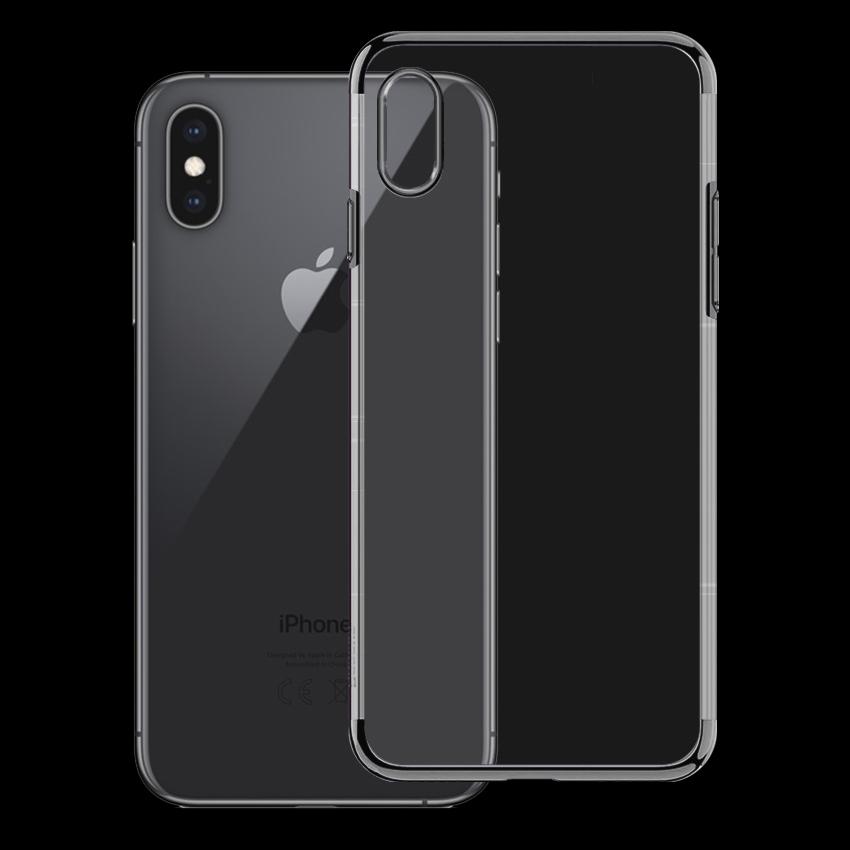 Ốp lưng cho Iphone XS Max - Ốp dẻo viền mạ màu Đen ánh kim - Hàng Chính Hãng