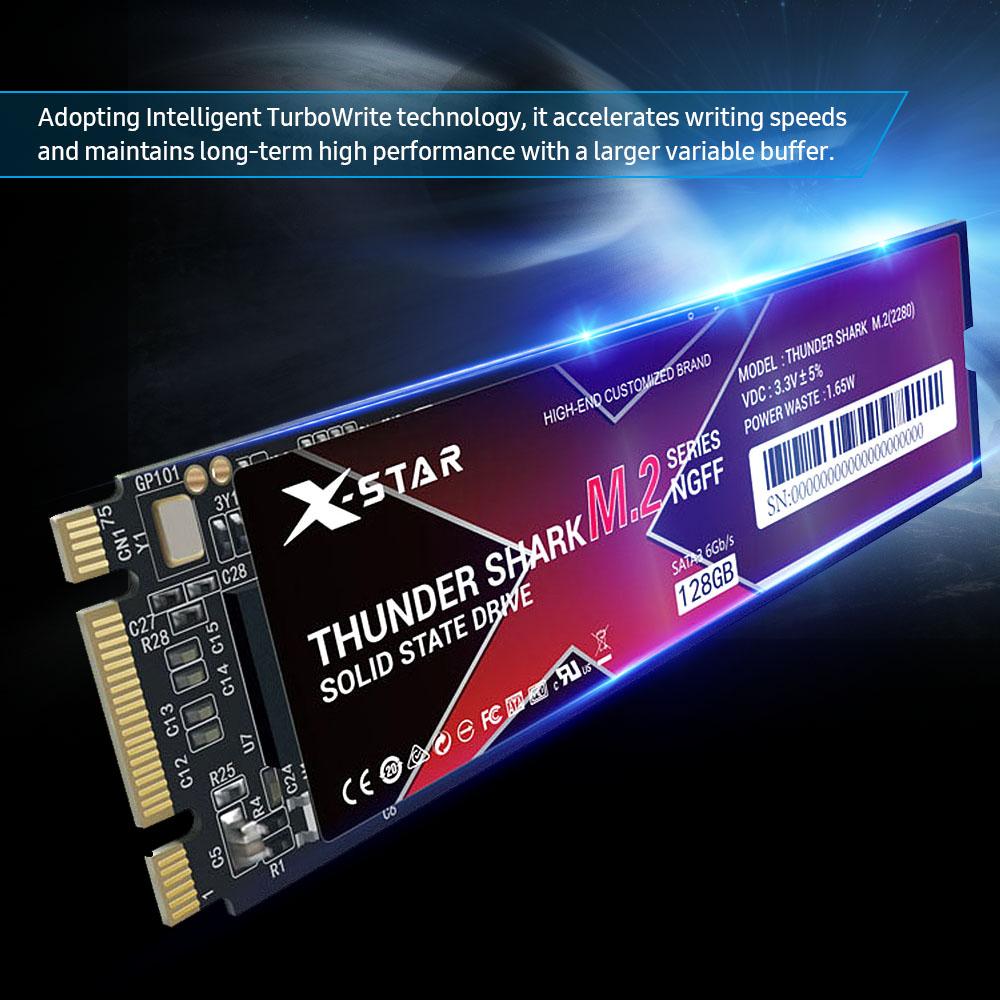 X-Star M.2 Solid State Drive Internal SSD Thunder Shark M.2 SSD M.2 2280/3D NAND Technology/High Transmitting Speed