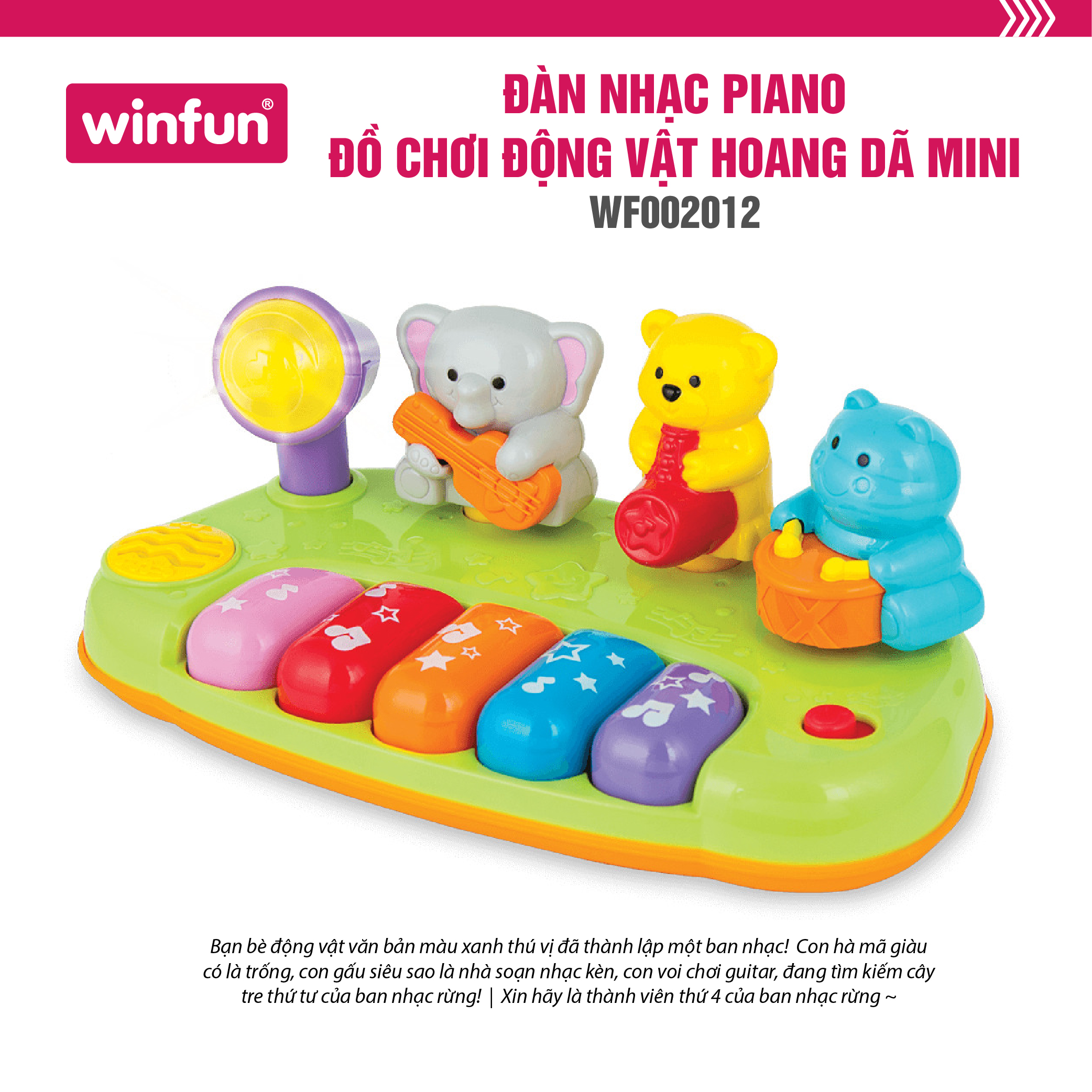 Đàn nhạc Piano đồ chơi động vật hoang dã mini WF002012