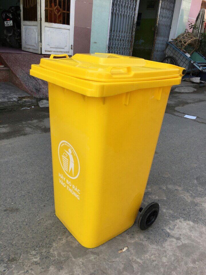 Thùng rác nhựa HDPE 240l màu vàng