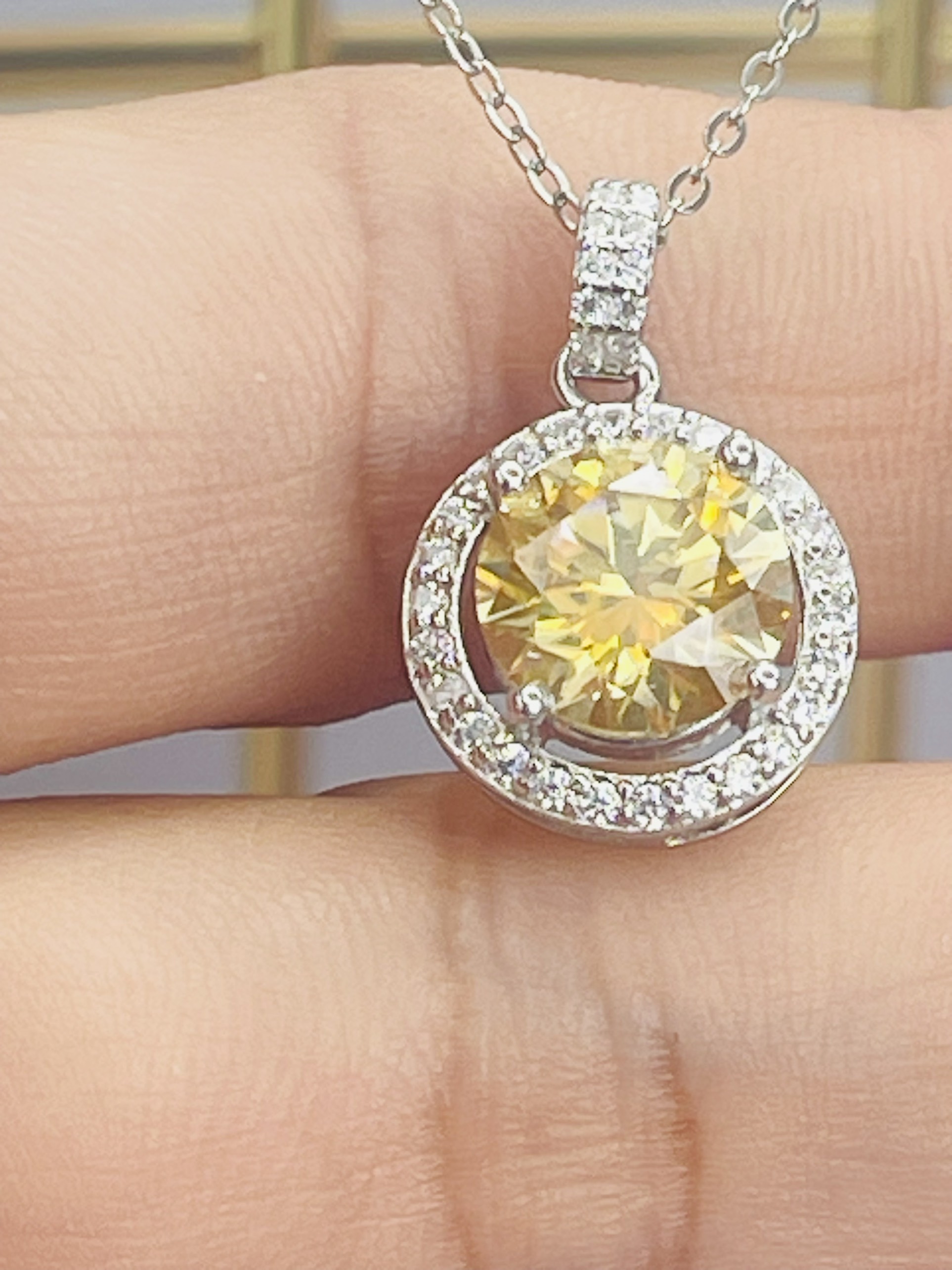 Dây chuyền Moissanite 3ct Kim Cương nhân tạo và Bạc 925 xi Bạch Kim N3373