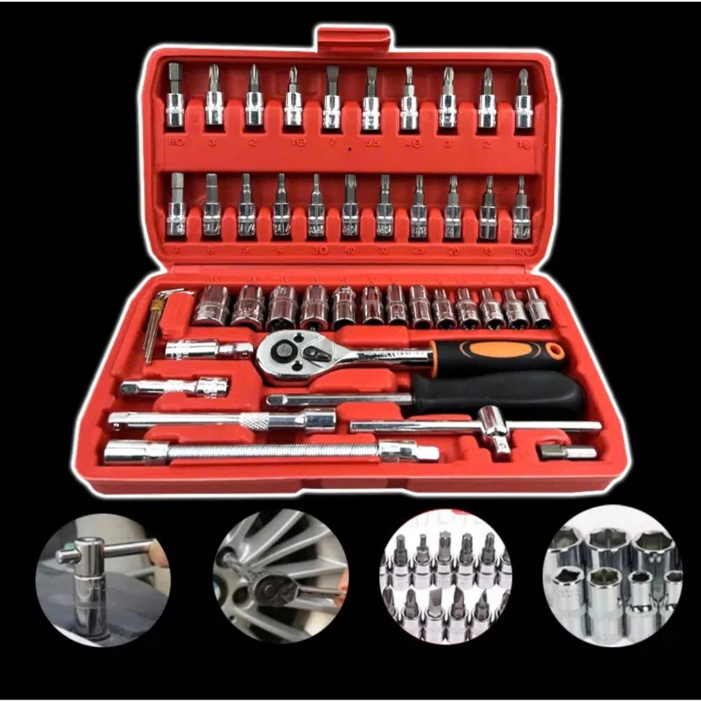 Bộ Dụng Cụ Đa Năng 46 Chi Tiết Cầm Tay Loại Tốt- Hoàn Hảo Cho Việc Sửa Chữa, ĐÈN TRANG TRÍ , ĐỒNG HỒ TREO TƯỜNG