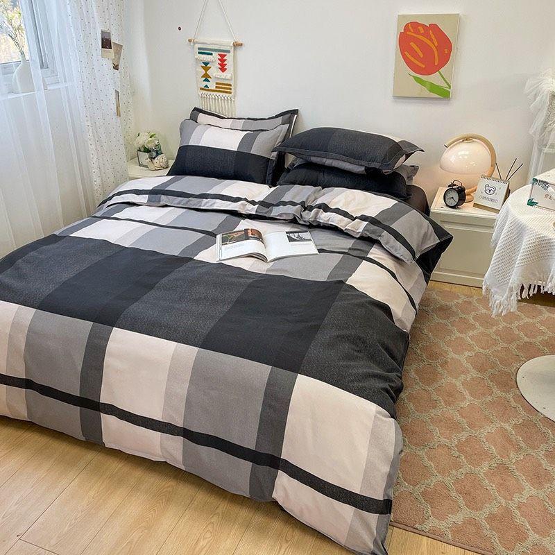 Bộ chăn ga gối bàn cờ Cotton Poly cao cấp LEEBedding, chăn ga Hàn Quốc, miễn phí bo chun drap ga giường theo yêu cầu
