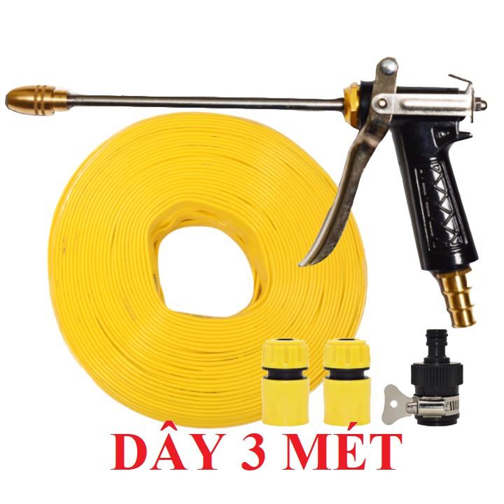 ️ Bộ dây vòi xịt nước rửa xe,tưới cây ,tăng áp 3 lần,loại 3m,5m 206318 đầu đồng,cút,nối nhựa đen+ đai