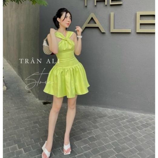 Đầm dự tiệc đi biển,đầm dáng xoè cổ yếm thiết kế trẻ trung sang chảnh Quyến Rũ Thời Trang XM Minh Phúc