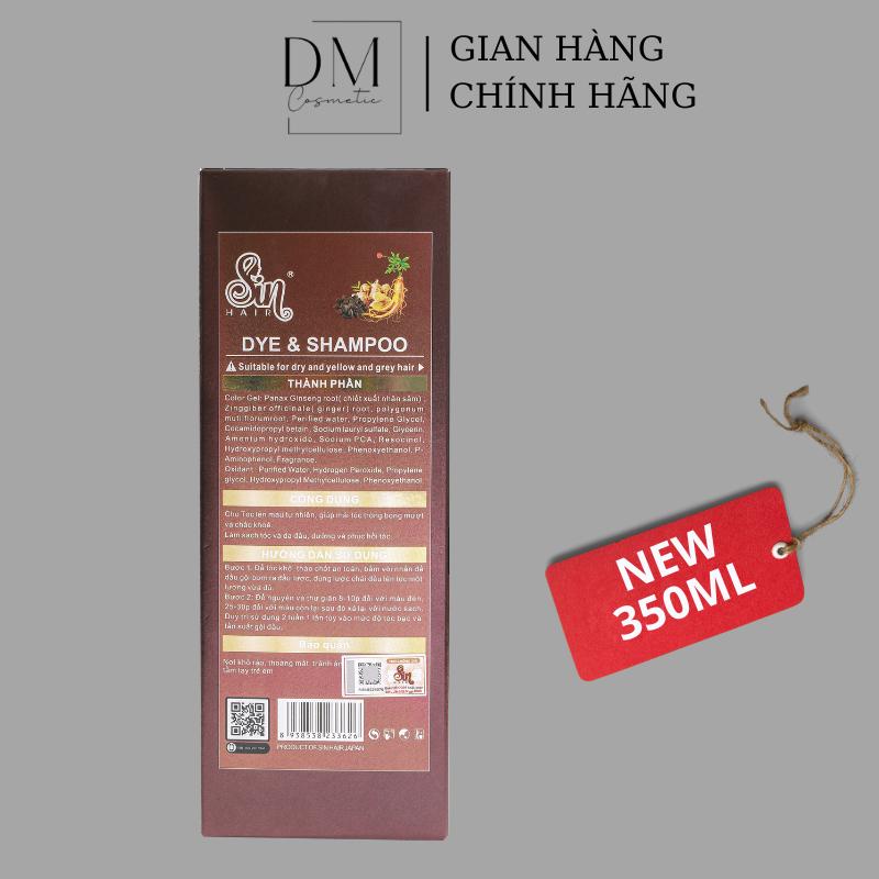 Dầu Gội Phủ Bạc Sin Hair 350ml Màu Nâu Có Lược Chải Giúp Đen Tóc Tự Nhiên Bằng Nhân Sâm Nhật Bản