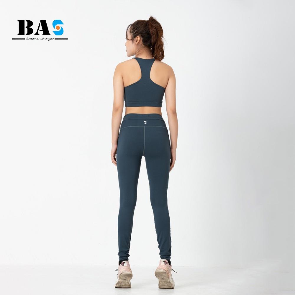 Bộ đồ tập gym yoga nữ áo bra 2 lớp phối legging dài cạp chéo cách điệu trẻ trung - S40042