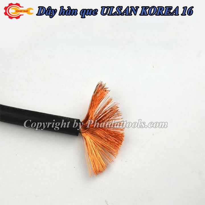 5m Dây hàn que ULSAN KOREA 16mm-Lõi đồng 100% nguyên chất, vỏ cao su mềm dẻo-Hàn que 1.6-3.2ly mát lạnh