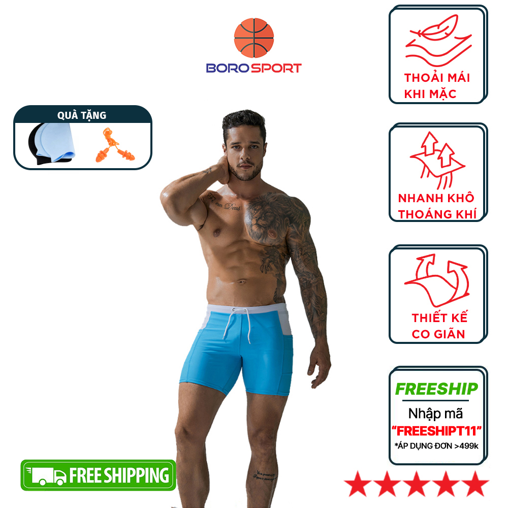 Quần Bơi Nam Boxer Có Túi CLEACCO DEENYT Chất Liệu Nylon Cao Cấp , Chống Thấm , Nhanh Khô Form Fitness Thời Trang - Hàng Chính Hãng