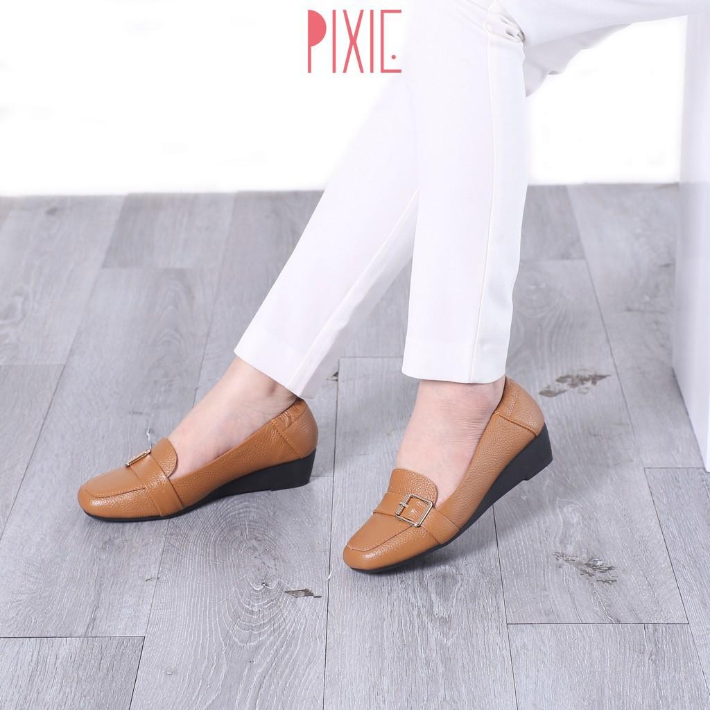 Giày Búp Bê Đế Xuồng Da Thật Gắn Khoá Pixie X596