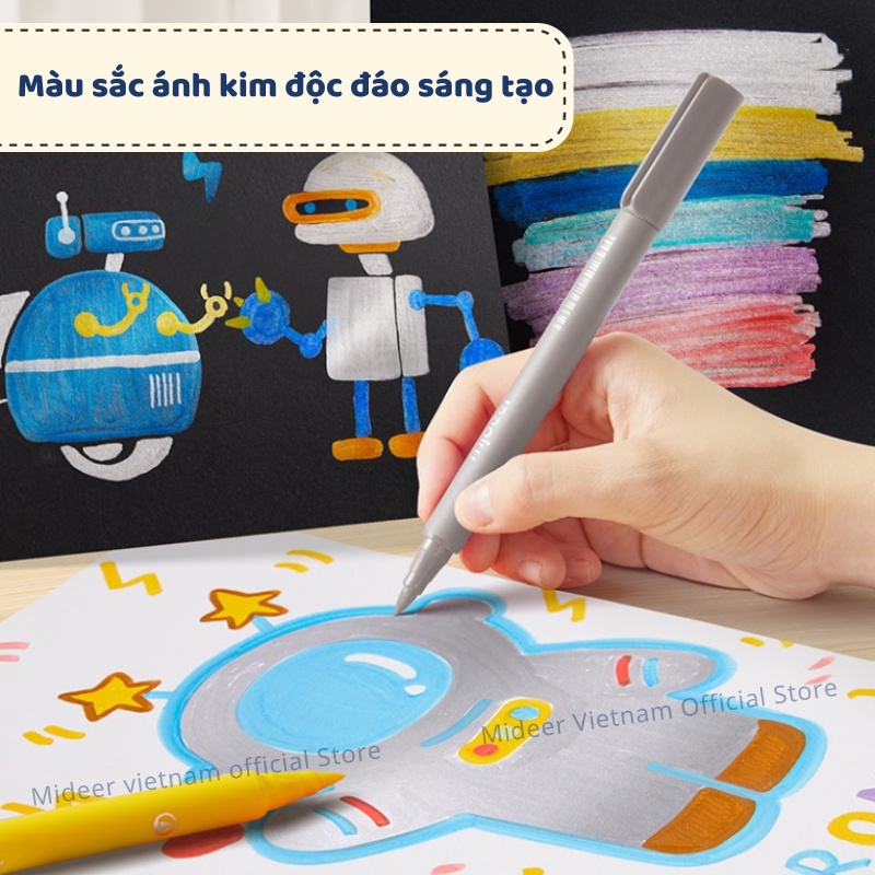 Bút Lông Màu Mực Acrylic An Toàn Vẽ Được Trên Nhiều Vật Liệu Mideer Acrylic Marker Ultra-soft Nib