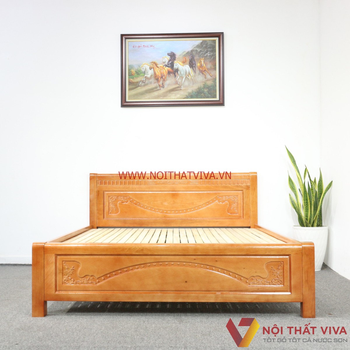 Giường Ngủ Gỗ Sồi Nga Màu Cánh Gián Đẹp Giá Rẻ