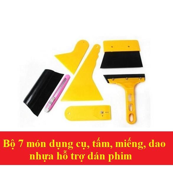 Bộ 7 món dụng cụ, tấm, miếng, dao nhựa hỗ trợ dán phim,decal trang trí xe