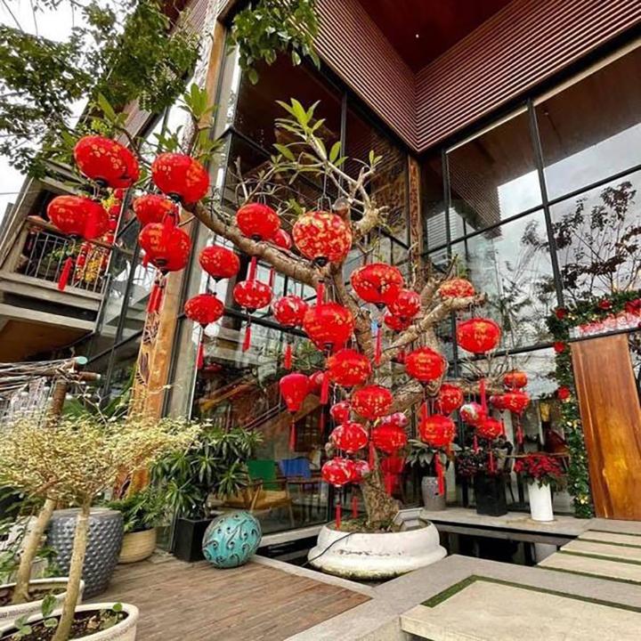 Đèn lồng siêu đẹp vải phi 3D in họa tiết hoa văn độc đáo siêu bền trang trí treo ngoài trời chống nước T03