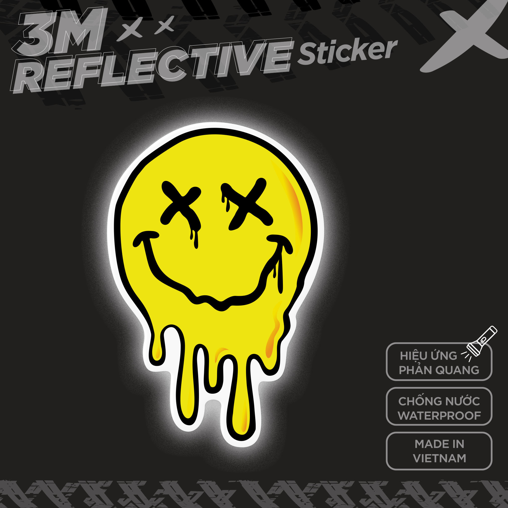 MELTING SMILE XX 3M - Reflective Sticker Die-cut Hình dán phản quang thương hiệu STICKER FACTORY