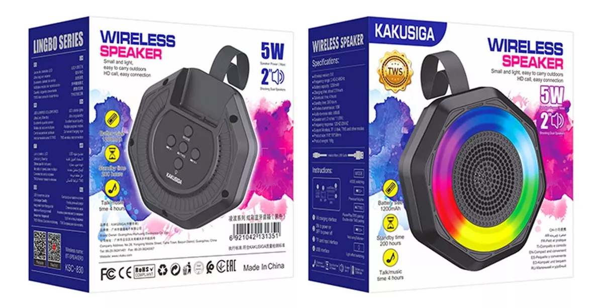 Loa Bluetooth mini quai xách cầm tay treo xe LED RGB Colorfull SPEAKER 1200mAh