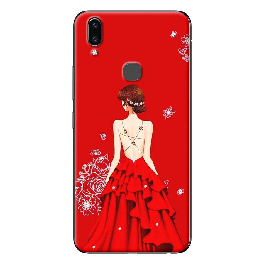 Ốp Lưng Dành Cho Vivo V9 - Cô Gái Hai Dây Đầm Đỏ