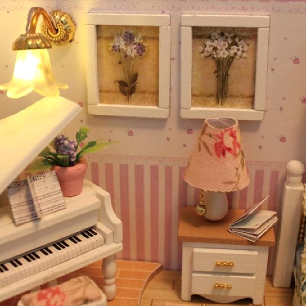 1:24 Scale DIY Wooden Miniature Dollhouse Furniture with LED Light, Creative Gift for Women Girls, and Lovers - Because of You
