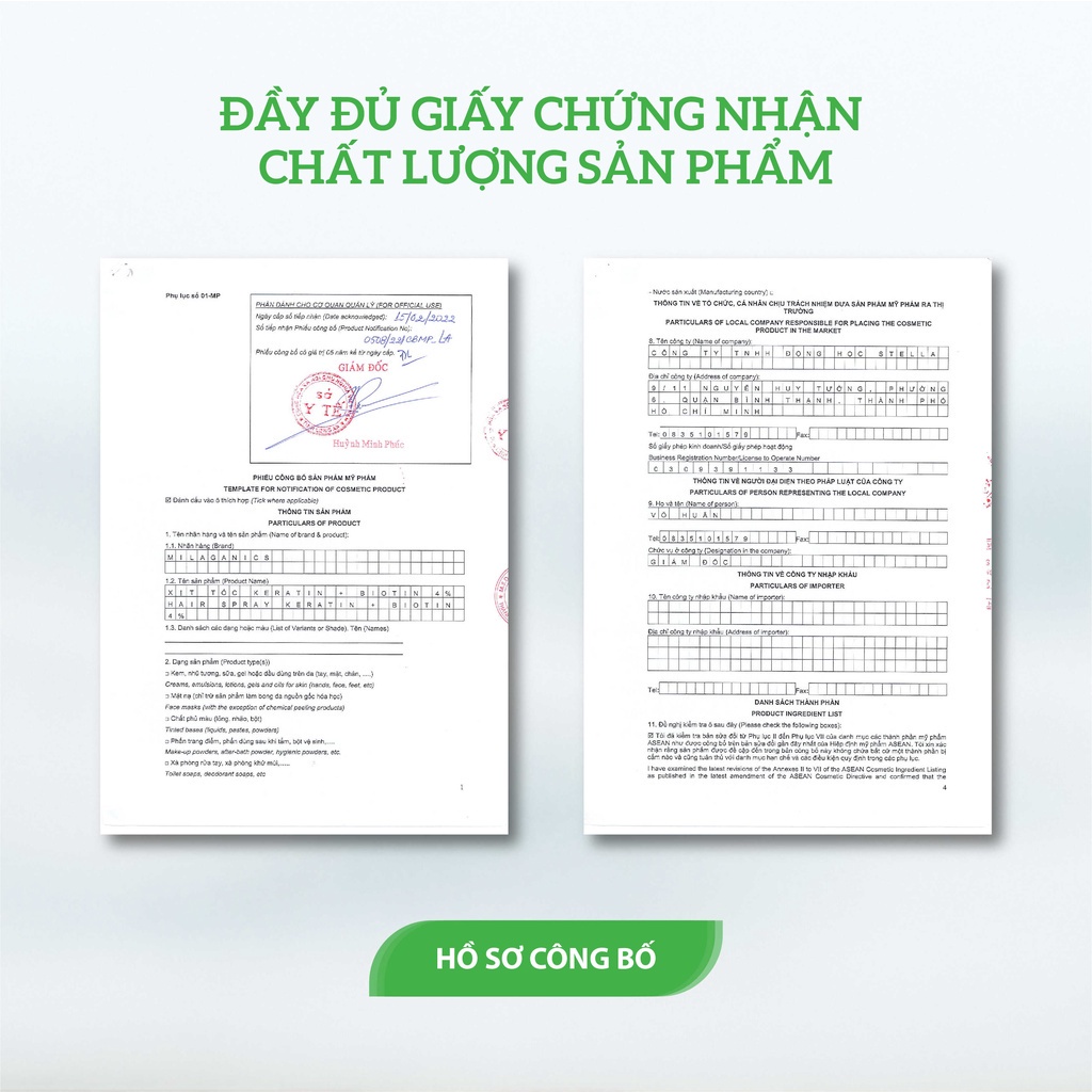Serum Dưỡng tóc Biotin & Keratin Hỗ Trợ Phục Hồi, Bổ Sung Dưỡng Chất Mọc Tóc, Làm Dày Tóc MILAGANICS 30ml - 150ml