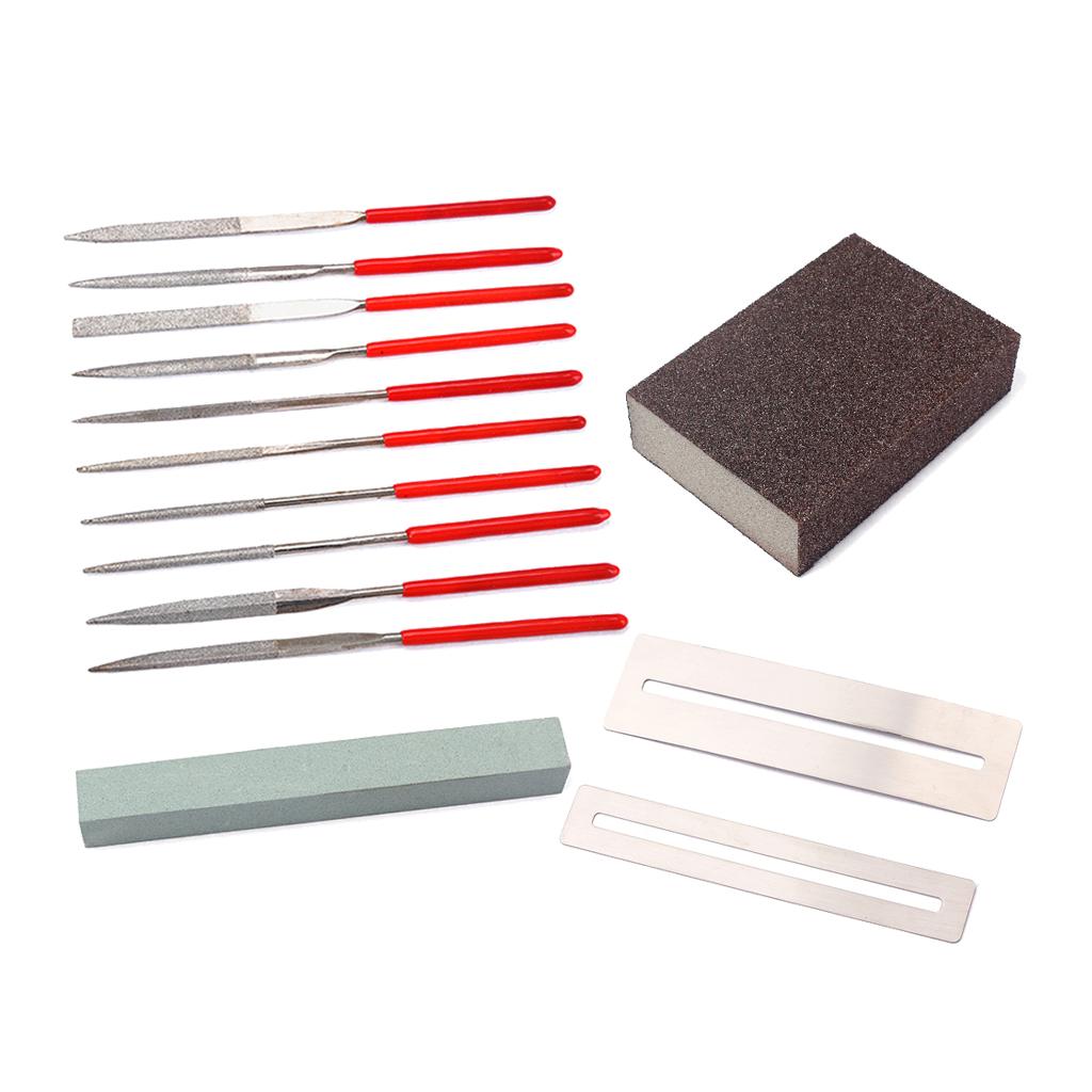 14 cái/bộ Đàn Guitar Nhạc Cụ Dụng Cụ Sửa Chữa Mài Ngòi Thường Tập Tin Tấm Bảo Vệ