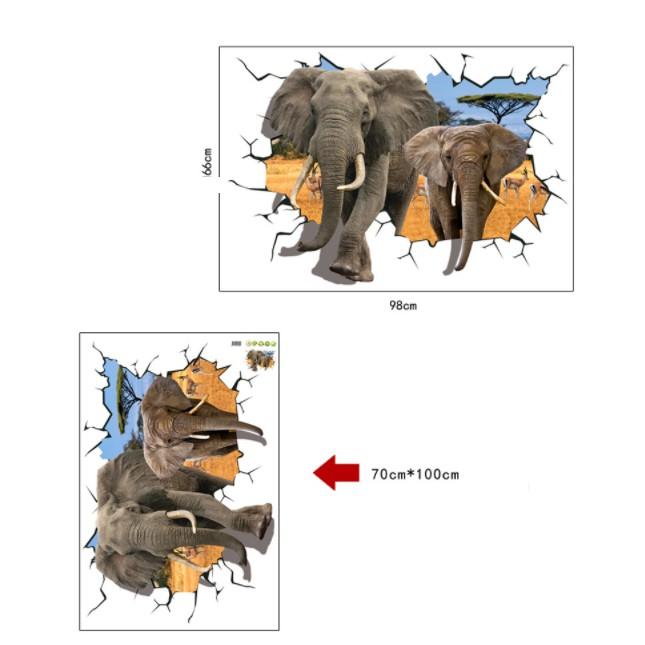 Decal trang trí tường 2 chú voi