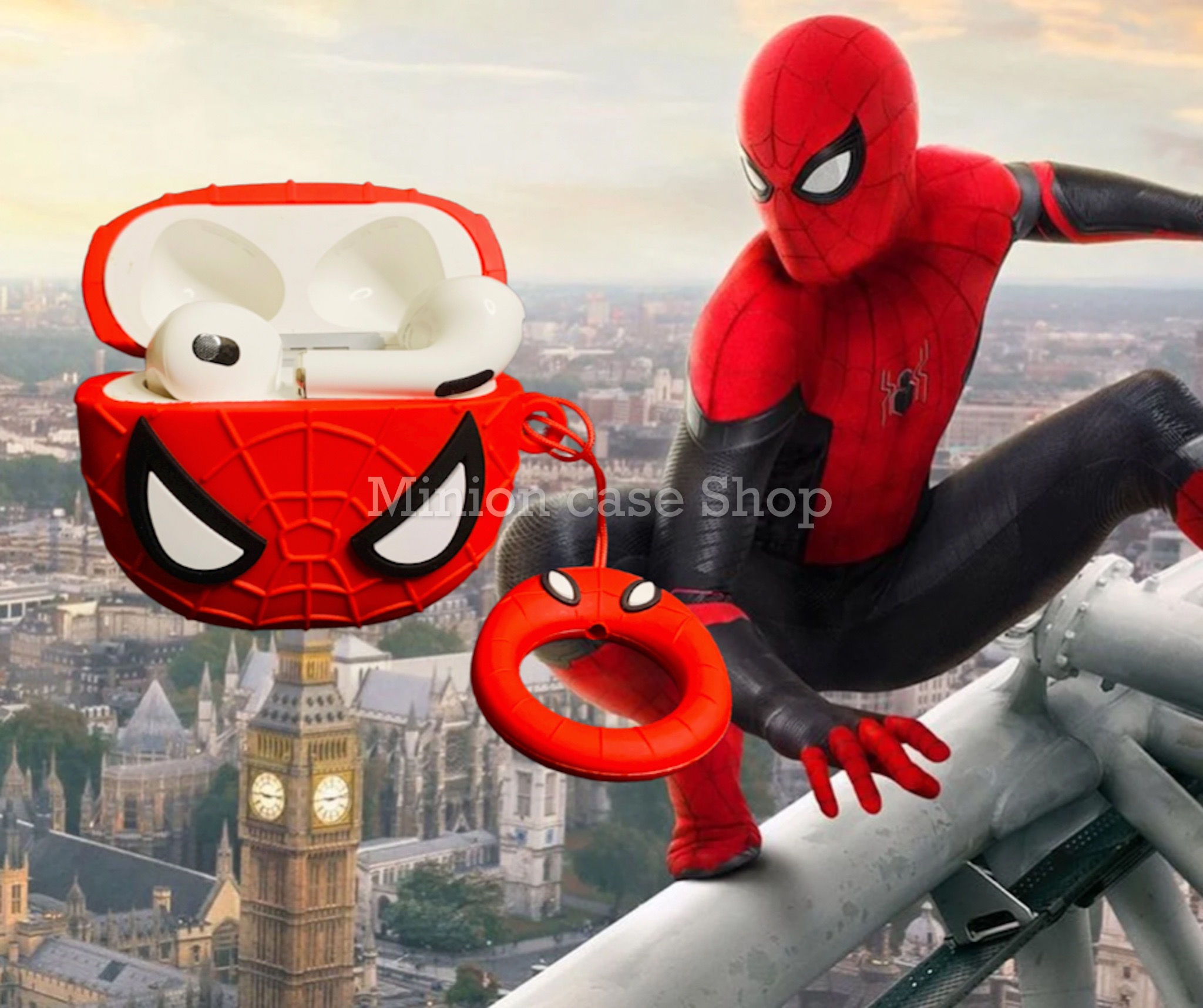 Case bảo vệ dành cho Airpods 3 hình chai Spiderman chất liệu silicon 3d cao cấp