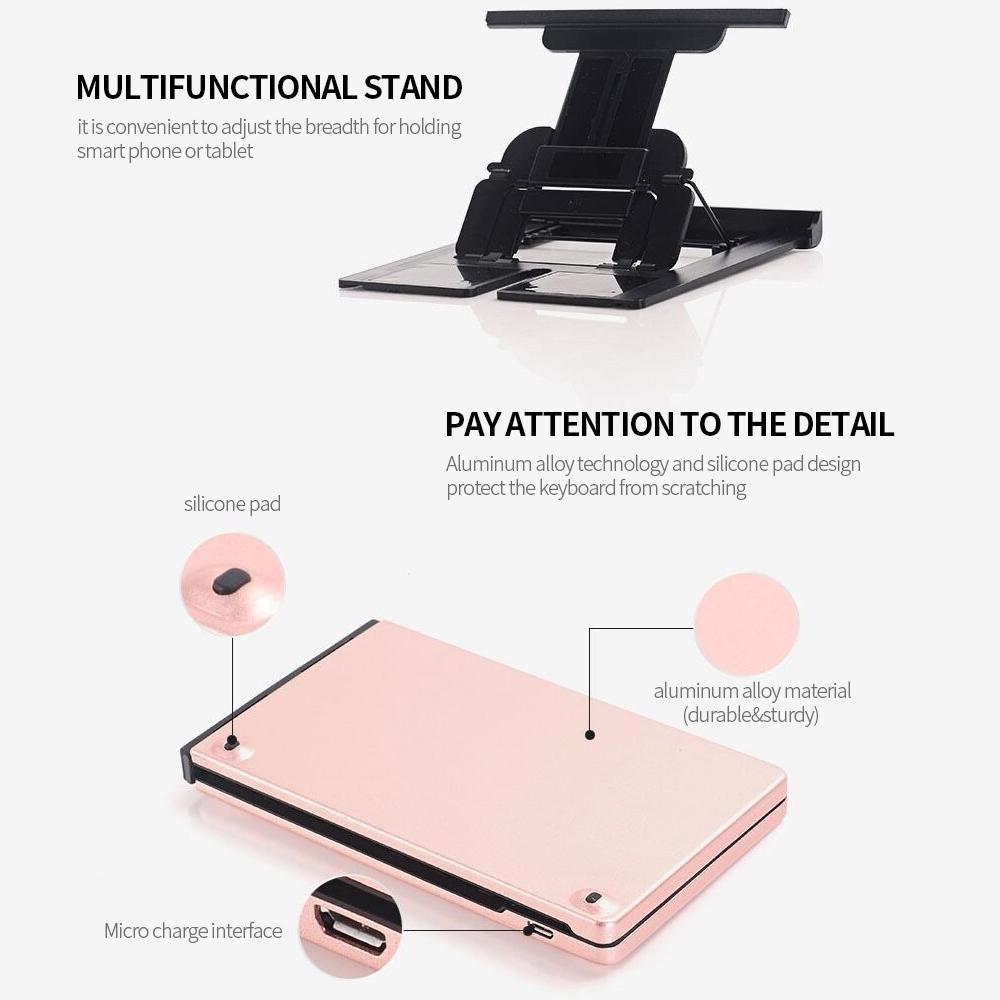 Bàn phím không dây GK228 BT 66 văn phòng di động nhỏ có chân đế cho điện thoại/ máy tính Màu bạc