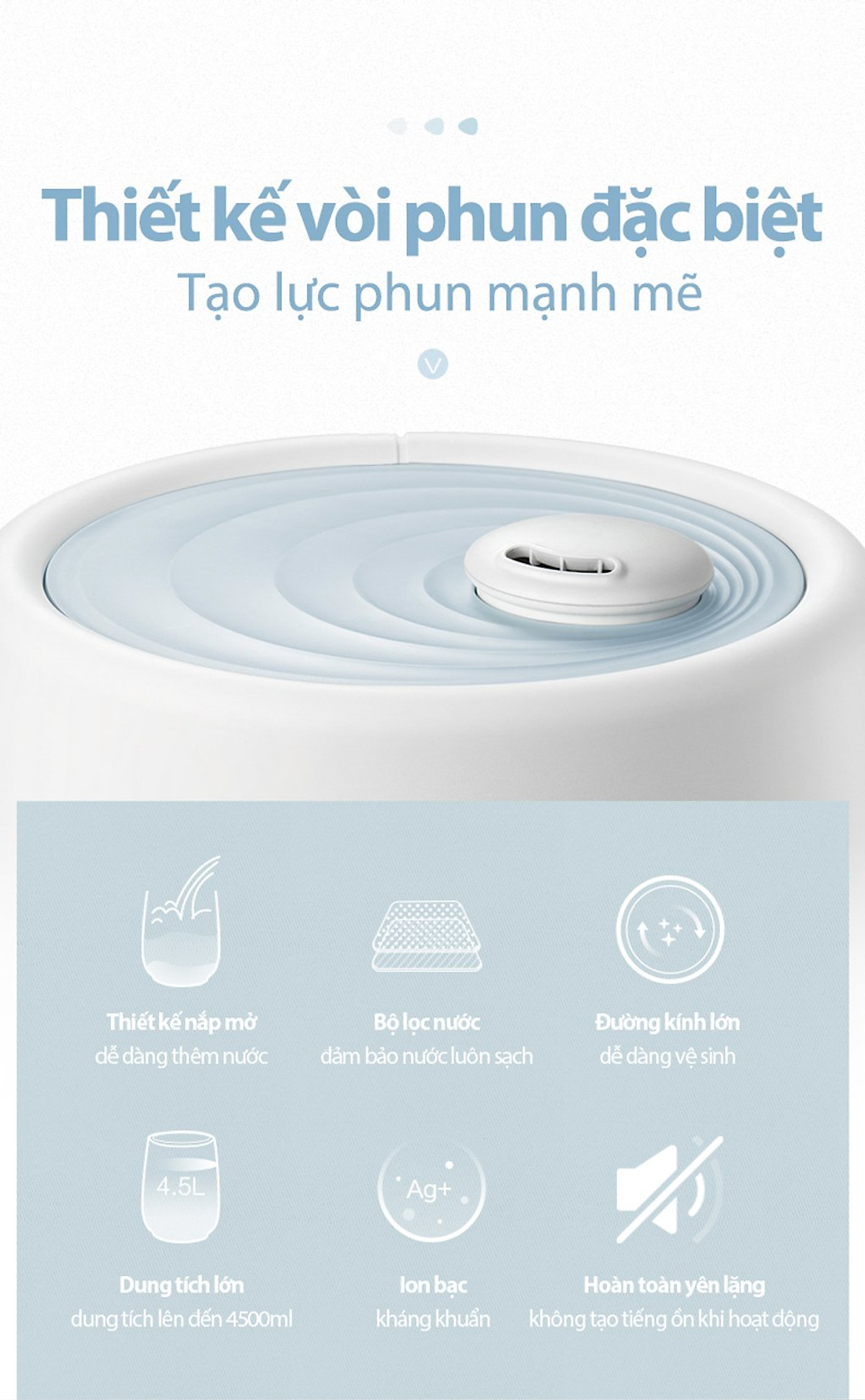 Máy Phun Sương Tạo Độ Ẩm Cao Cấp Bear, Dung Tích 4L - Hàng Chính Hãng