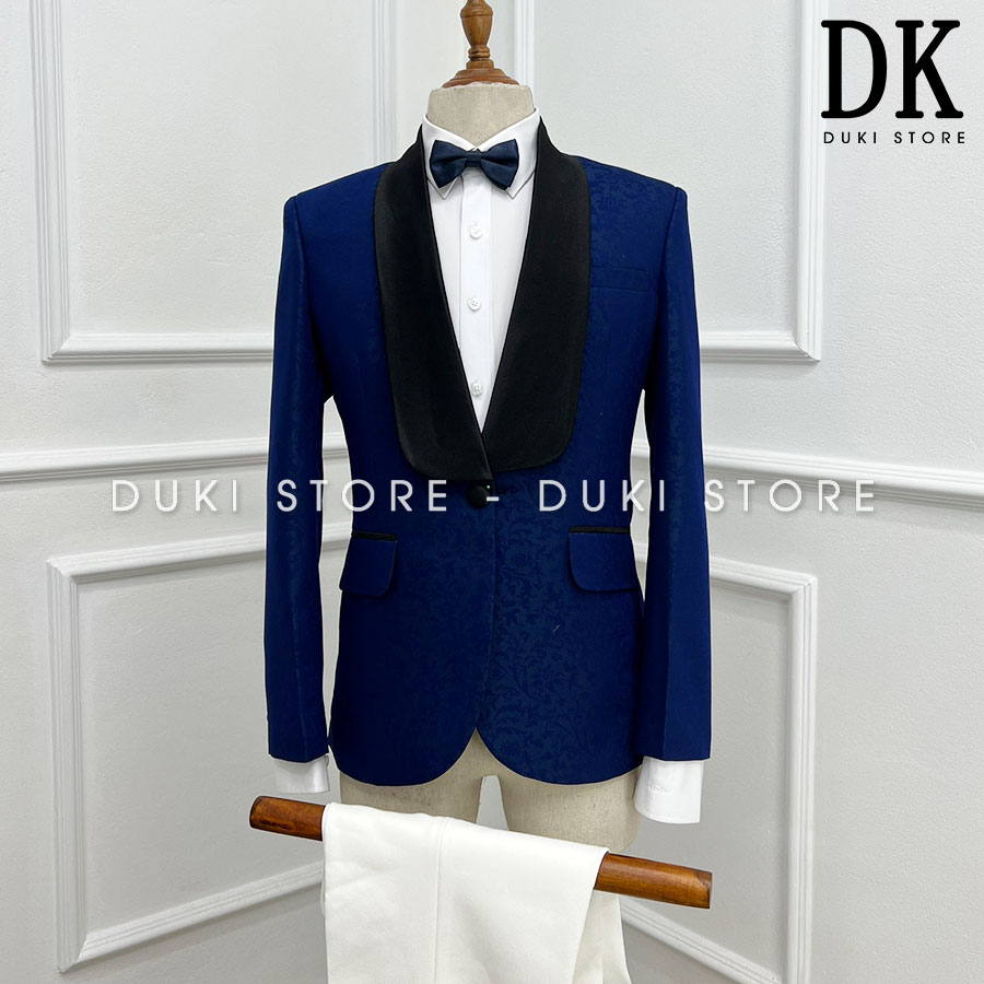 Bộ vest nam tuxedo 1 cúc màu xanh coban cực sang DKA0125 - DUKI STORE