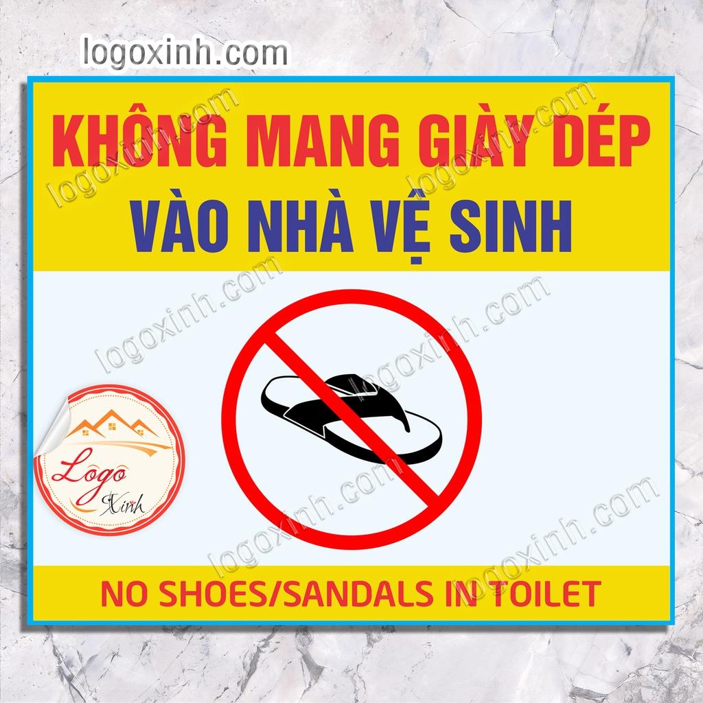 Logo Tem Sticker Yêu Cầu Không Mang Giày Dép Vào Nhà Vệ Sinh, No Shoes Sandals In Toilet, Giữ Sạch Sẽ Nhà Vệ Sinh