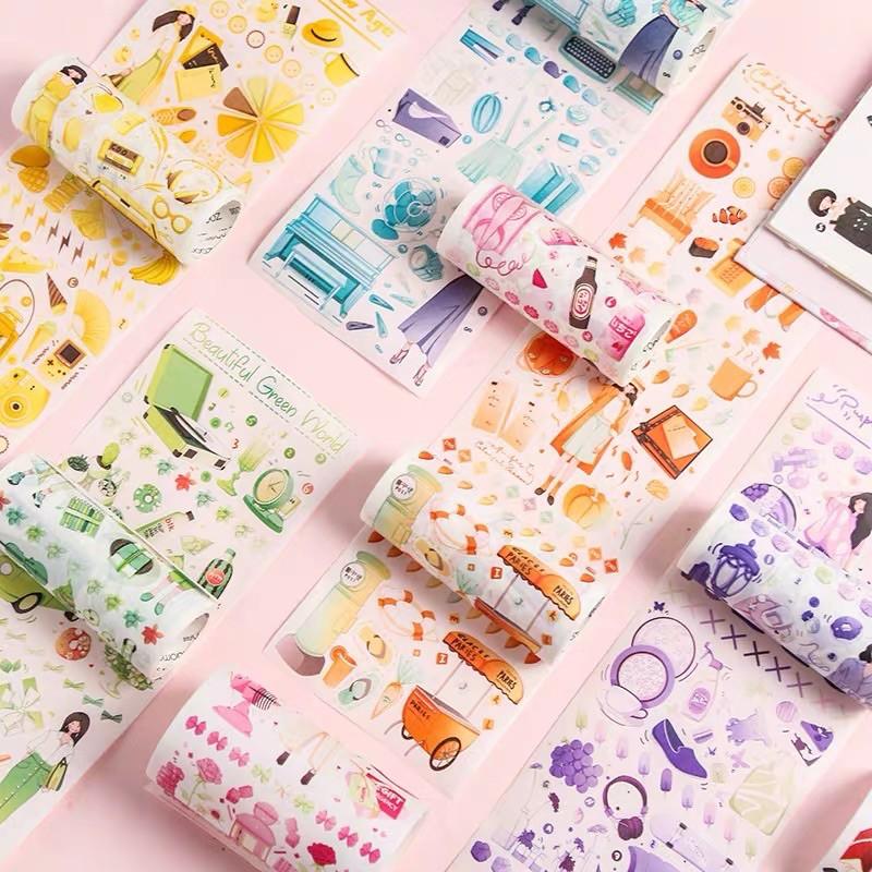 Chu kì 35cm washi tape bản rộng 10cm hình cô gái (chu kì 35cm không phải nguyên cuộn)