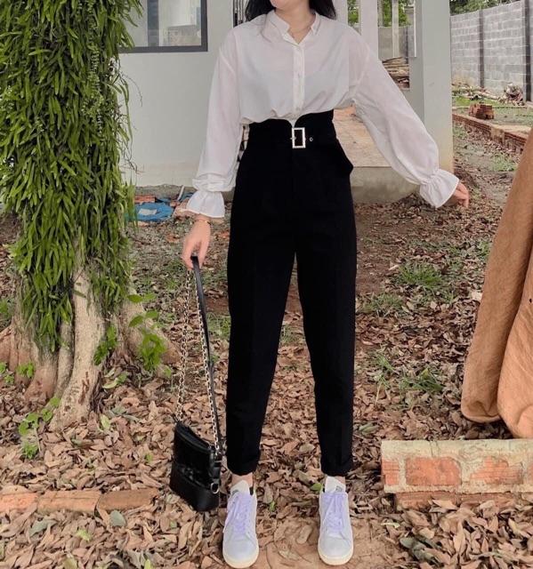 Áo sơmi tay dài bo tay chất kate