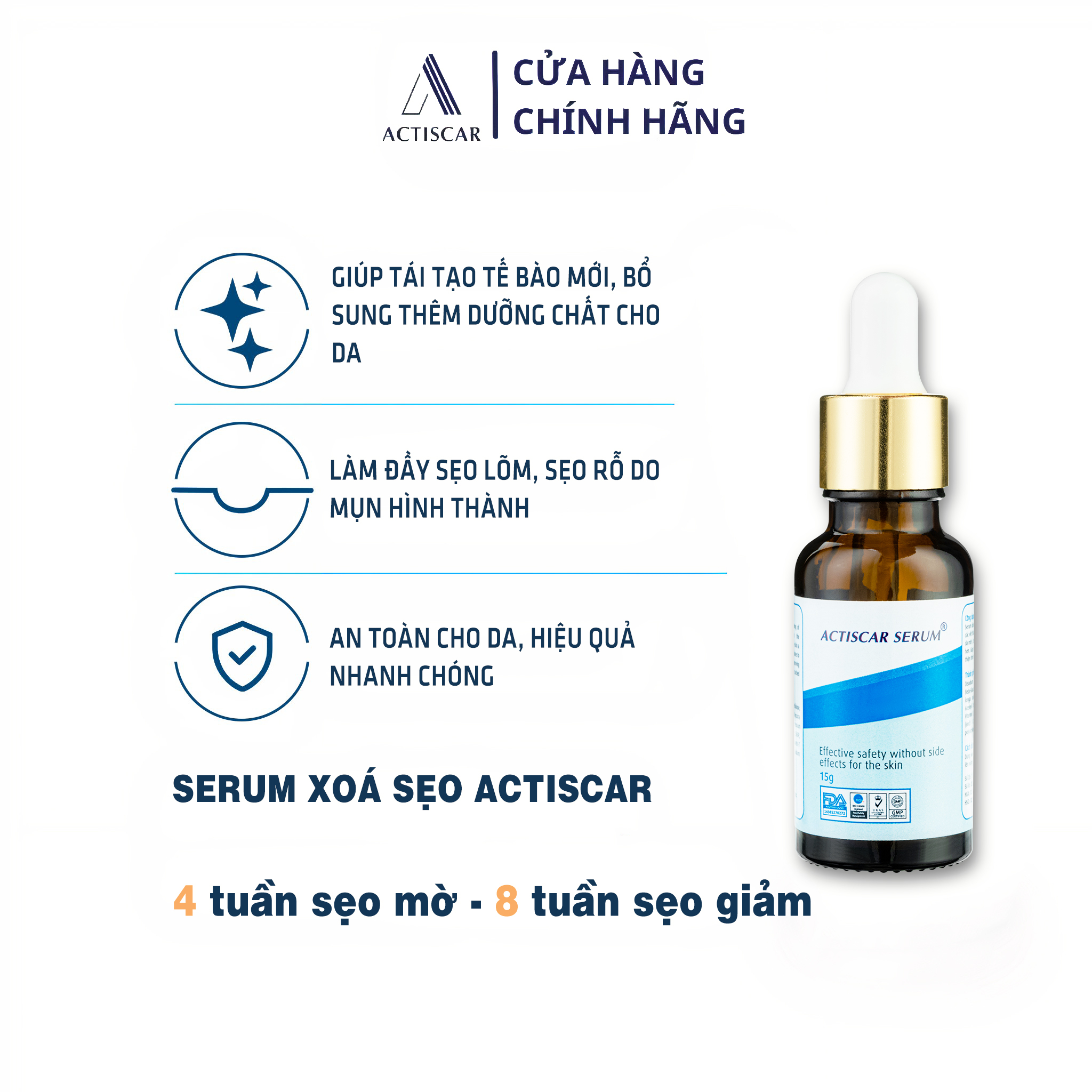 Serum xoá mờ sẹo Actiscar giảm sẹo lồi, sẹo rỗ và mờ thâm 15g