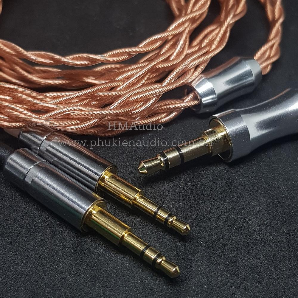 Dây tai nghe đồng OFC 1.2mm tết 4 - Connector Dual 3.5mm - Phù hợp với tai nghe Ananda Arya Susvara Sundara