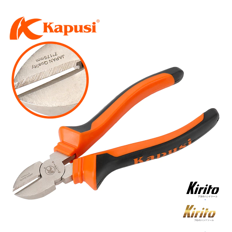 Kéo tỉa cây Nhật Bản Kapusi cao cấp trắng cam thép SK5, cấu tạo lò xo đặc biệt cỡ 8 inch