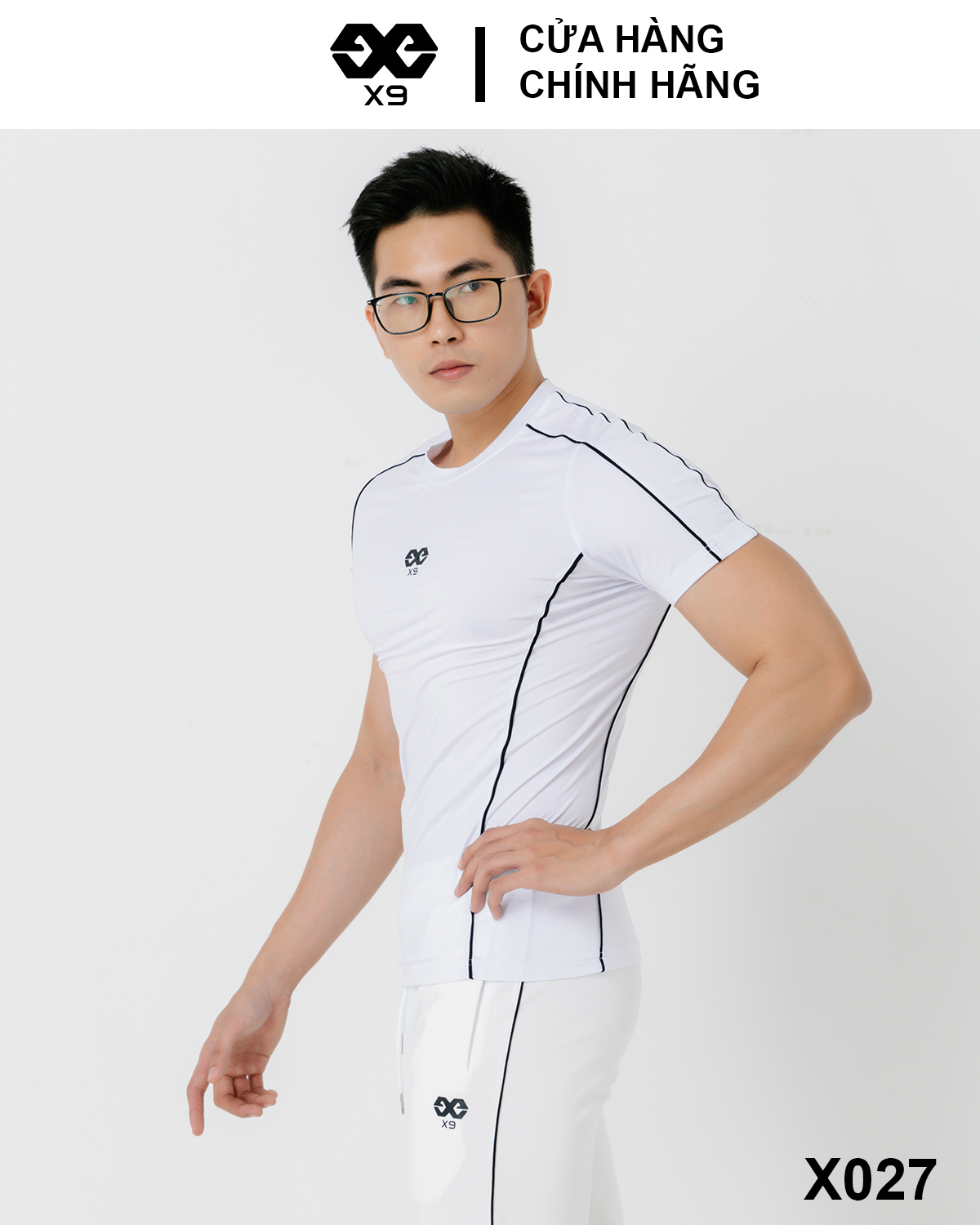 Áo Thun Nam Ngắn Tay Phối Sọc Cổ Tròn Thể Thao Tập Gym Chạy Bộ - X9 Sportswear - X027