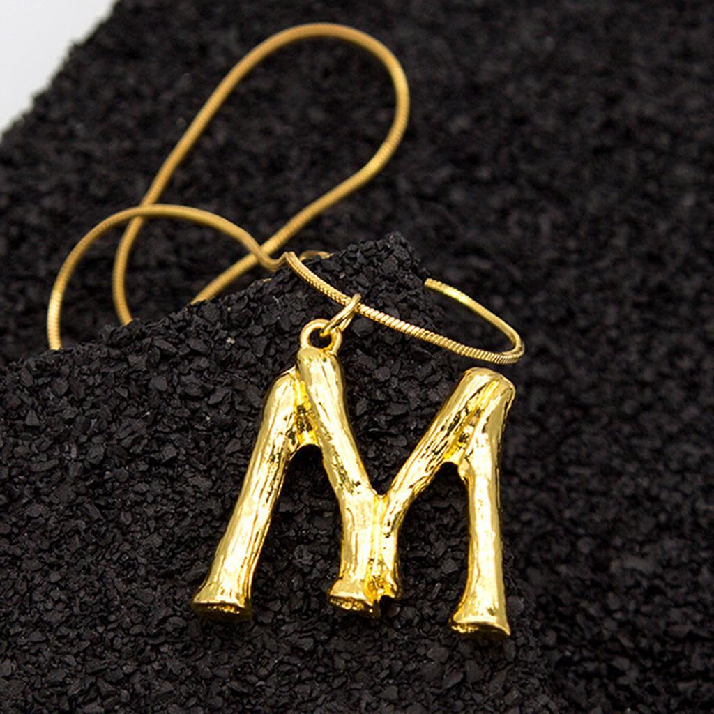 Gold Alphabet M-S Letter Pendant Necklace Snake Chain Necklace
