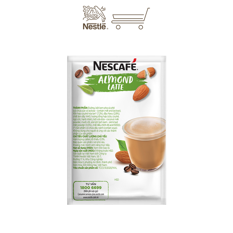 Combo 3 hộp cà phê hòa tan Nescafé Latte sữa hạt vị hạnh nhân