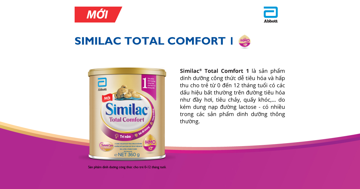 Sữa Similac Total Comfort 1 360g ( cho trẻ 0-12 tháng) - dành cho trẻ rối loạn tiêu hóa, táo bón, trào ngược [Mẫu mới]